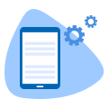 icona illustrata che rappresenta un device con a fianco un simbolo di un meccanismo 